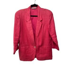 Vtg Talbots‎ Notch Collar Single Breasted Blazer Long Sleeve Pink 8 Office Siren